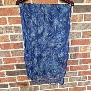 Colorful Peacock Lightweight Linen Scarf/Wrap